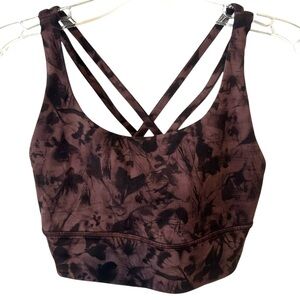 Lululemon Women's Mini Dusk‎ Floral Antique Bark Black  Long Line Energy Bra in